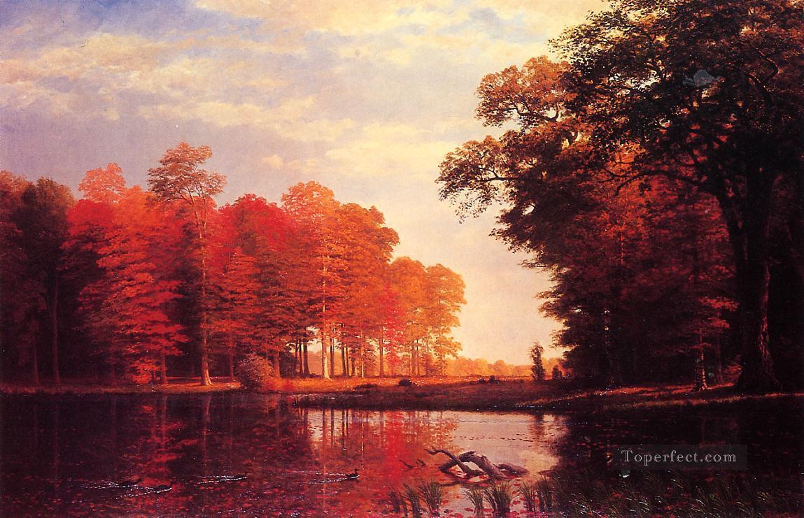 Autumn Woods Albert Bierstadt Landscapes river Oil Paintings